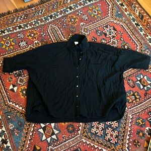 Purejill size Large boxy chic black gauze shirt